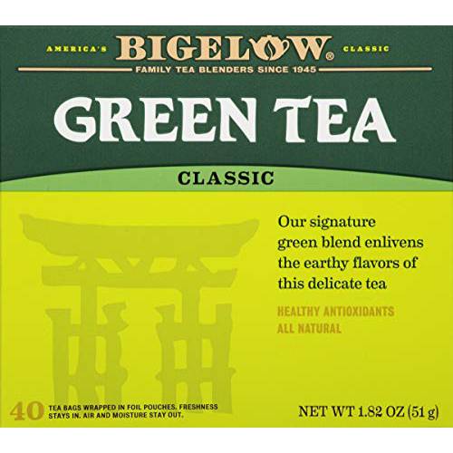 Bigelow Classic Green Tea, Caffeinated, 40 Count (Pack of 6), 240 Total Tea Bags