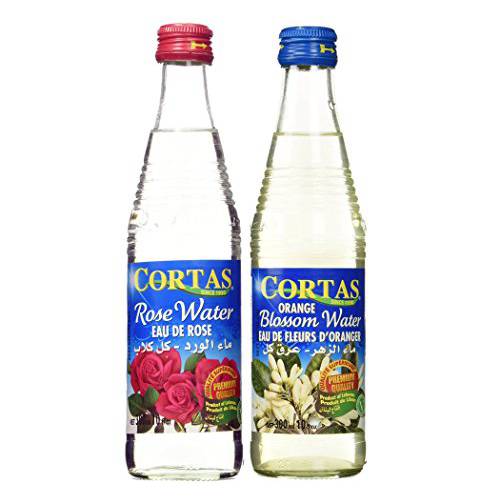 Cortas Combo Pack - 1) Cortas Rose Water 10 Fl. Oz., & 2) Cortas Orange Blossom Water 10 Fl. Oz - Total 2 Bottles