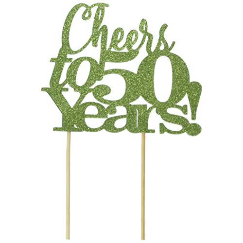All About Details Lime Green Cheers to 50 Years Cake Topper, 6 x 9