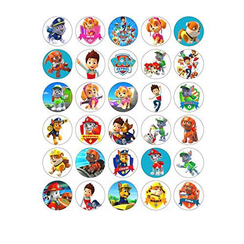 30 X Paw Patrol Edible Wafer/Paper Cupcake cake toppers Birthday Party Image