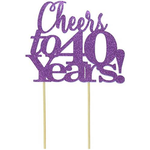 All About Details CATCT40PUR Purple Cheers to 40 Years Cake Topper