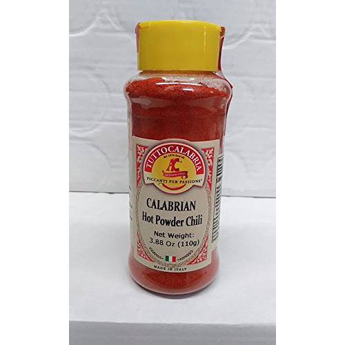 Calabrian, Chili Powder, Hot, Shaker, 110 g, 3.88 oz All Natural, Non-GMO, Product of Italy, TuttoCalabria