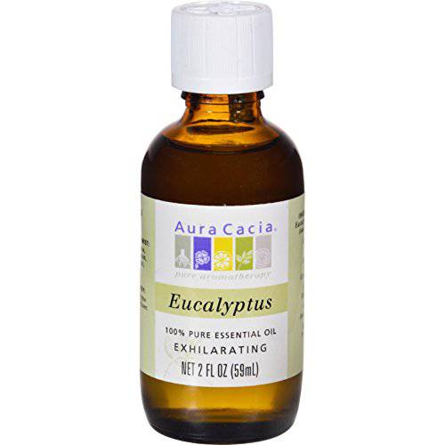 Aura Cacia 100% Pure Eucalyptus Essential Oil | GC/MS Tested for Purity | 60 ml (2 fl. oz.) | Eucalyptus globulus
