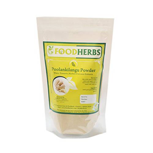 Foodherbs Kachur/White Turmeric/Poolankilangu/Curcuma Zedoaria Powder (200 Gm/0.44 Lbs) For Glowing Skin, Body Odor, Reducing Scars, Black Spots (no stain)