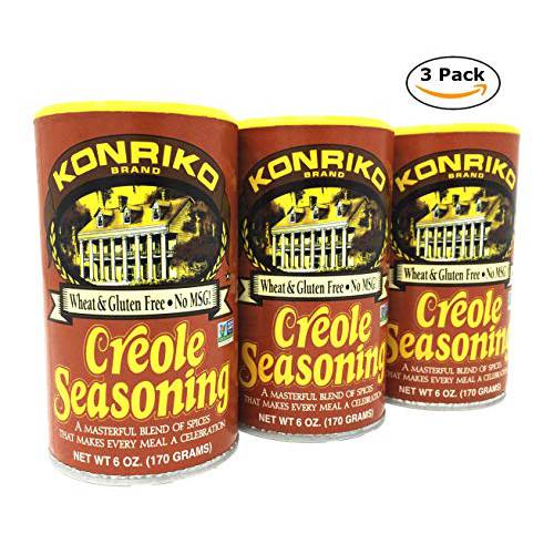 Konriko - Creole Seasoning 6 oz (Pack of 3) - Wheat Free - Gluten Free - No MSG