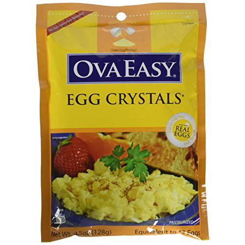 OvaEasy Dehydrated Egg Crystals – 4.5oz. (128g) Bag – Powdered Eggs Made From All-Natural Ingredients – Easy-To-Prepare Egg Powder – Dehydrated Food Perfect for Camping & Backpacking