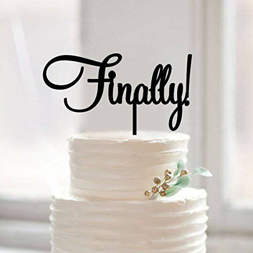 Finally Cake Topper-Engagement Wedding Anniversary Decoration Cake Topper Black