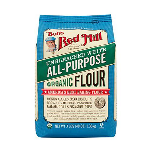 Bob’s Red Mill Organic Unbl White Flour, 48 Ounce (Pack of 4)