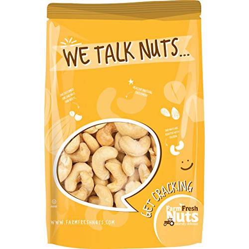 Dry Roasted Cashews Unsalted | Baked In Small Batches for added freshness | Without Oil | Perfectly Crunchy Naturally Delicious (1 LB) By Farm Fresh Nuts Brand