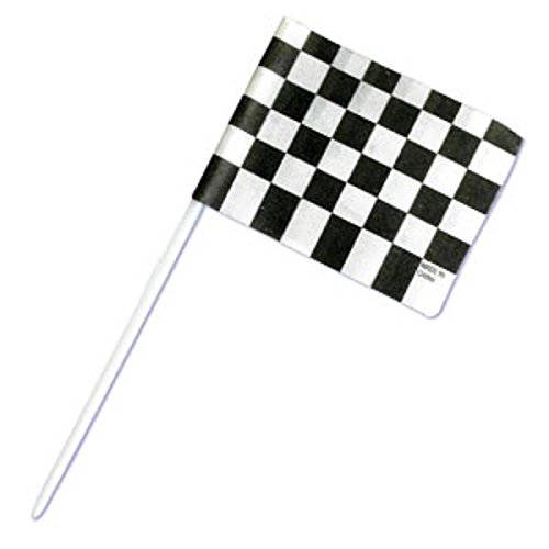 Oasis Supply BC F-5 Checkered Racing Flag Cupcake Topper Picks, 24-Pack