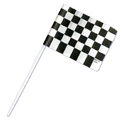 Oasis Supply 144 Count Cake/Cupcake Topper, Black and White Racing Checkered Flags