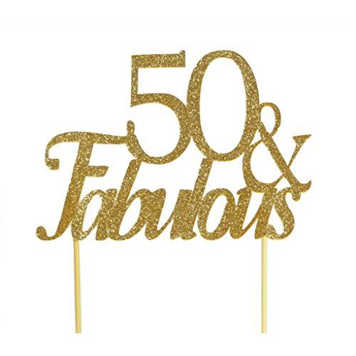All About Details Gold 50-&-Fabulous Cake Topper, 6 x 8