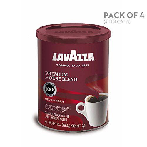Lavazza Premium House Blend Ground Coffee, Medium Roast, 10 Ounce (Pack of 4)