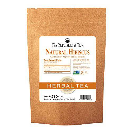 The Republic of Tea Natural Hibiscus Superflower Herbal Tea, 250 Tea Bags, Ruby Red Hibiscus Fine Blend