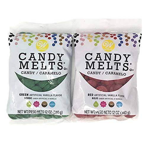Bundle of Wilton Candy Melts, Red and Green, 12 Ounces Each