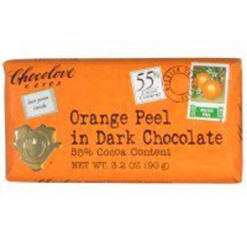 Chocolove Orange Peel in Dark Chocolate, 55% Cacao | 6 or 10 Pack | Non GMO, Rainforest Alliance Certified Cacao | 3.2oz Bar (6)