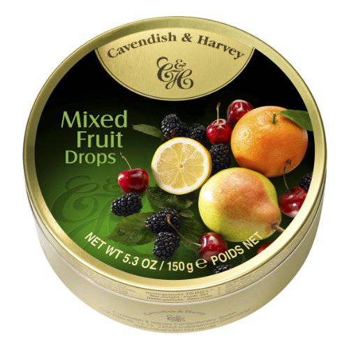 Cavendish & Harvey | Mixed Fruit Hard Candy Drops | 5.3 Ounce Tin - 12 Pack