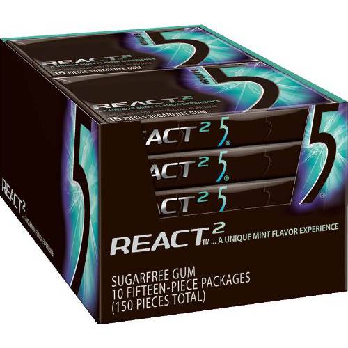 Wrigley’s Gum 5 - React Mint, 1.76-Ounce Packages (Pack of 10)