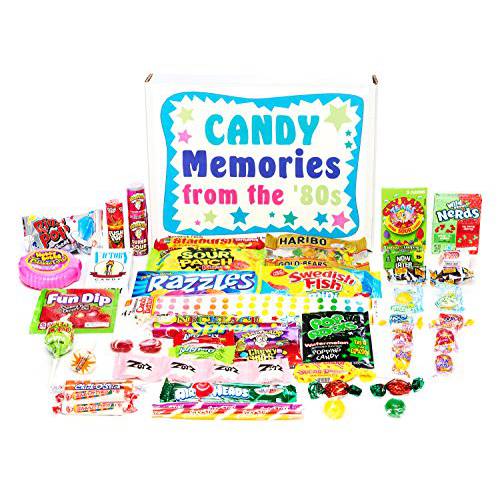 RETRO CANDY YUM 80s Gift Box with 1980’s Candy Assortment for Man or Woman - Christmas Care Package Thank You or Birthday Gag Gift