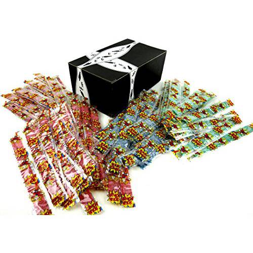 Dorval Sour Power Belts 4-Flavor Variety: Twenty 0.35 oz Individually Wrapped Packages Each of Green Apple, Blue Raspberry, Watermelon, and Strawberry Candy Belts in a BlackTie Box (80 Items Total)
