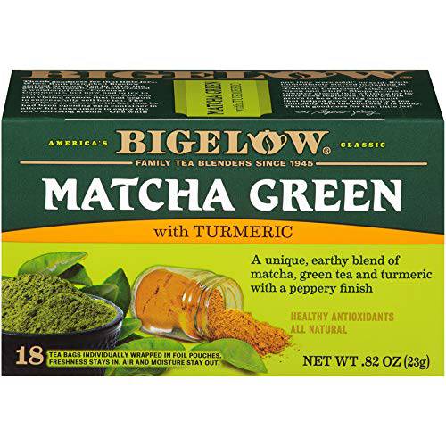 Bigelow Matcha Green Tea with Turmeric, Caffeinated, 18 Count (Pack of 6), 108 Total Tea Bags