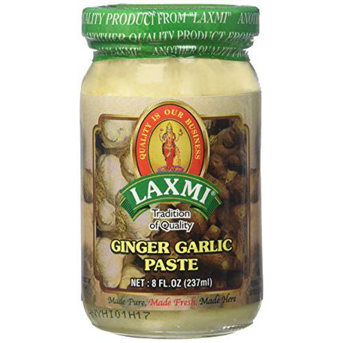 Laxmi Brand Traditional Indian Ginger and Garlic Cooking Paste, Indian Food Staple, Made Pure, Made Fresh, Tradition of Quality, Product of India (8oz)