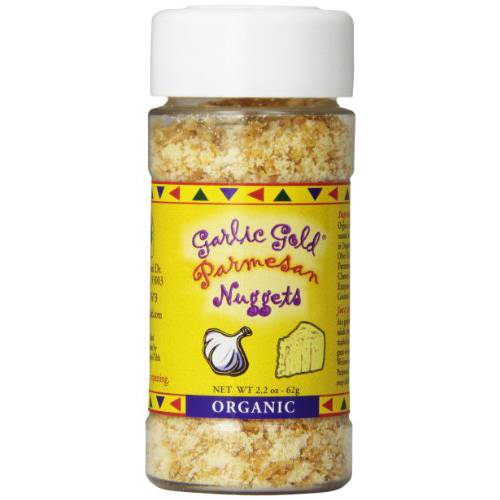 Garlic Gold Organic Nuggets, Roasted Garlic Seasoning bits with Parmesan Cheese, MSG Free, 2.2-Oz Shaker Jar