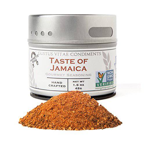 Taste of Jamaica Jerk Seasoning & Spice Blend - Authentic Artisanal Gourmet Blend - Non GMO - Crafted In Small Batches - All Natural - Magnetic Tin - Hand Packed - 1.5 Ounce