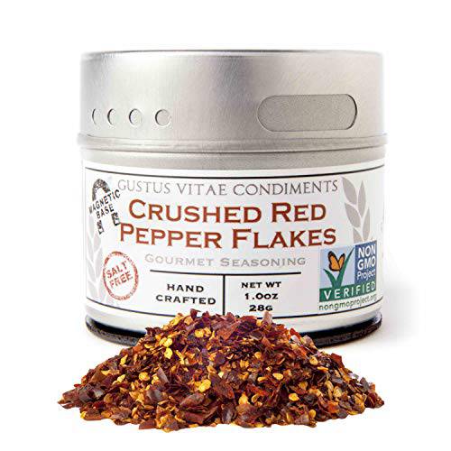 Crushed Red Pepper Flakes - Non GMO Verified - Magnetic Tin - Small Batch - Artisanal Seasoning - Gourmet Spice - 1.2 Ounce