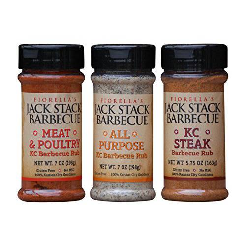 Jack Stack Barbecue Dry Rub Seasoning Variety Pack - All Purpose, Steak, Poultry & Meat Seasonings - Kansas City Spice 3 Pack - for Chicken, Steak, Ribs, Vegetables, Seafood, and More (7oz Each)