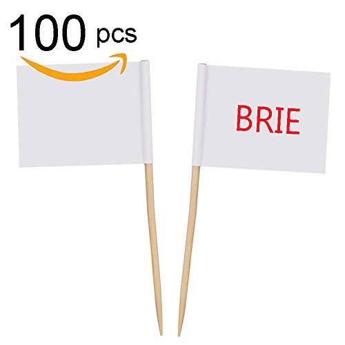 Zehhe Mini Blank White Flags 100Pcs Food Cheese Markers Labeling Picks for Cake Toothpicks Cupcake Decoration Fruit Cocktail Sticks Party Supplies