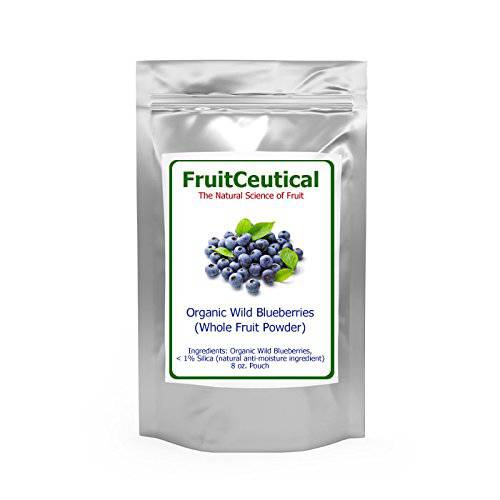 FruitCeuticals Organic Blueberry Powder Made with 100% Whole Fruit Wild Blueberries - 8oz Pouch (90 Day Supply)