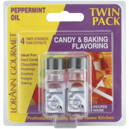 LorAnn Peppermint Oil SS Natural Flavor, 1 dram bottle (.0125 fl oz - 3.7ml - 1 teaspoon) Twin pack blistered