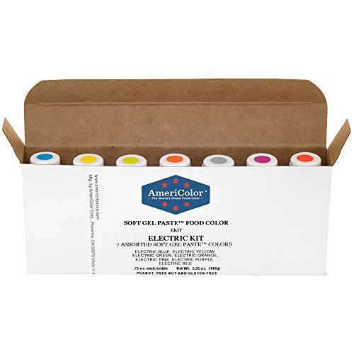 AmeriColor Food Coloring - Electric Kit - Soft Gel Paste, 7 .75 Ounce Bottles
