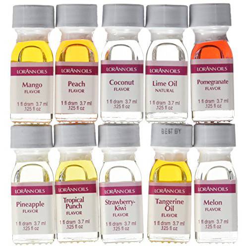 LorAnn SS Pack 2 of 10 Fruity Flavors in 1 dram bottles (.0125 fl oz - 3.7ml) bottles