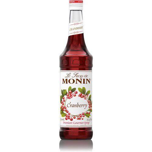 Monin - Cranberry Syrup, Tangy and Sweet Berry Flavor, Natural Flavors, Great for Margaritas, Cocktails, Hot and Cold Berry Teas, Lemonades, and Sodas, Non-GMO, Gluten-Free (750 ml)