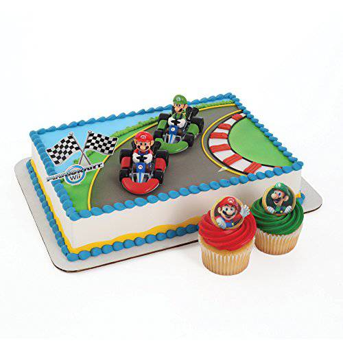 Super Mario Officially Licensed Cake Topper and 24 Cupcake Topper Rings