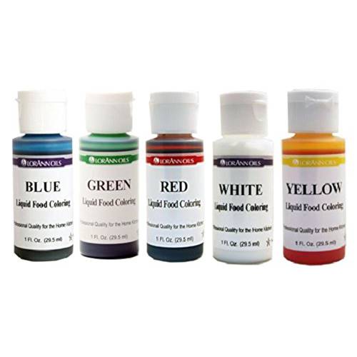LorAnn Liquid Food Coloring - Primary Colors - Set of Five 1 ounce squeeze bottles