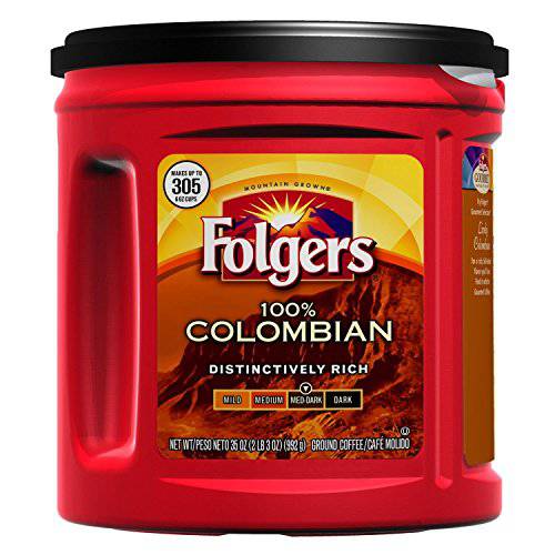 Folgers 100% Colombian Blend Ground Coffee, 35-oz Can