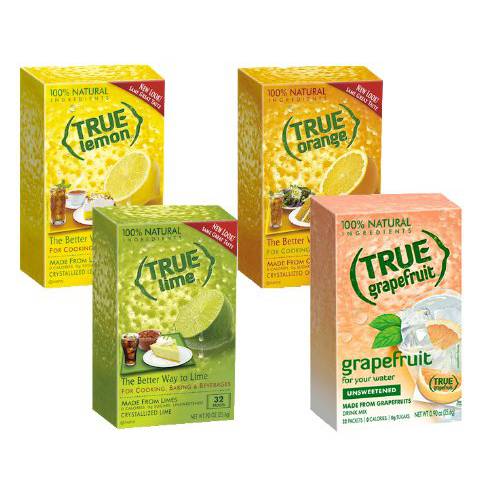 True Lemon, Lime, Orange & Grapefruit 32ct Boxes Sampler Pack (4 packs)