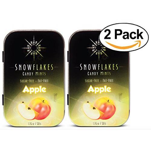 Apple KETO Xylitol Candy Chips (2-Pack) - SNØ (2) 50g Tins - Sugar-Free Candy With Only 2 Ingredients | Low Carbs, Diabetic-Friendly, Non-GMO, Vegan, GF & Kosher | Purest candy in the world