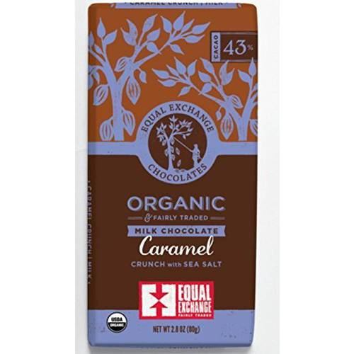 Equal Exchange Organic Caramel Milk With Sea Salt Crunch Chocolate 43% Dark Bar, 6 pack