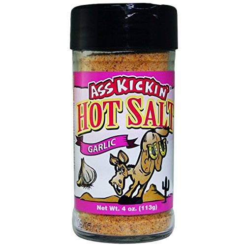 Kickin’ Hot & Spicy Garlic Salt – 4oz. Shaker Jar - Perfect Flavored Salt for Popcorn Seasoning, Margarita Salt and French Fry Seasoning - Premium Gourmet Gift