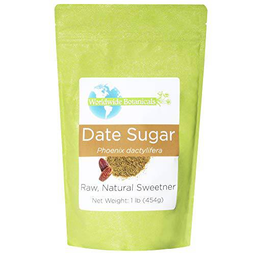 Worldwide Botanicals Date Sugar - 100% Pure Dried Dates, Natural Whole Food Sweetener, Gluten-Free, Granular, 1 Pound