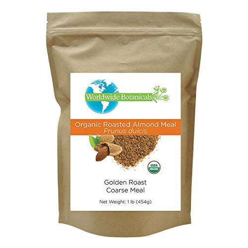 Worldwide Botanicals Organic Roasted Almond Meal - Golden Roast to Enhance Flavor of Baked Goods. Not a Bland Flour, Our Meal Brings Delicious Nuttiness to Gluten Free, Vegan and Paleo Dishes 1 Pound