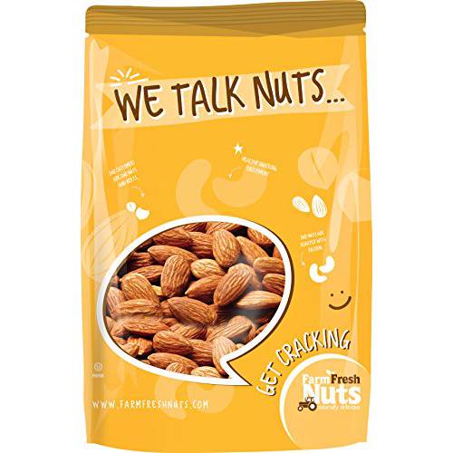 Dry Roasted California Almonds with Healthy Himalayan Salt (1 LB) - Vegan & Keto Friendly - Roasted to Perfection - Super Crunchy - Farm Fresh Nuts Brand