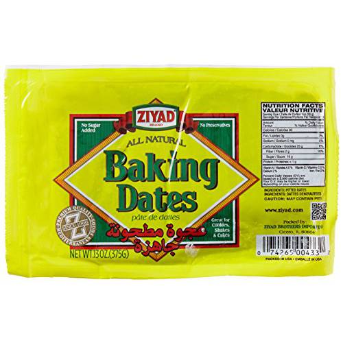 Ziyad Pure Date Paste, No Added Sugar, Ideal For Baking, Pantry, Spread, High Fiber, No Fat, No Preservatives, 13oz
