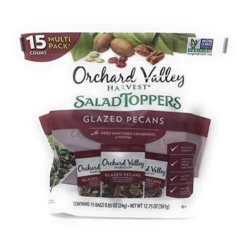 Orchard Valley Harvest Glazed Pecans Salad Toppers, 0.85 Ounce Bags (Pack of 15), with Cranberries and Pepitas, Non-GMO, No Artificial Ingredients