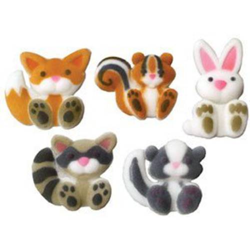 Woodland Animals Assortment Sugar Decorations for Cakes and Cupcakes Food Decorations 24 count