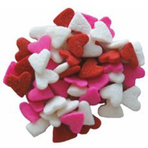 Sprinkle Deco Valentine Red, White & Pink Heart Shapes Edible Sprinkles for Cakes, Cupcakes/Food Decorations 4 oz